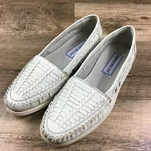 Vintage Giorgio Brutini Herren Größe 9,5 Beige Gewebtes Leder Halbschuhe - Bild 1 von 11