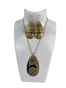 NFL New Orleans Saints Vintage Teardrop Spinner Earring and/or Necklace Set - Picture 1 of 2