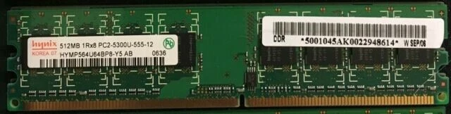 1GB 4 x 512MB PC2-5300U-555-12 DDR2 - Image 1 of 1