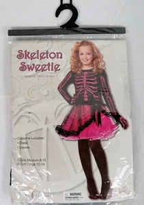 Living Fiction Pink Skeleton Sweetie Costume Dress Gloves Girls Large 12-14 NEW - Picture 1 of 4