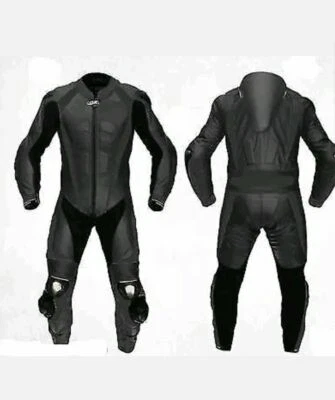 Black cowhide leather suit for motorbike and motorcycle ride Foto 1 de 3