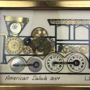 L Kersh Horological Collage Art American Dakota Train 1971 Watch Clock Parts - Picture 1 of 8