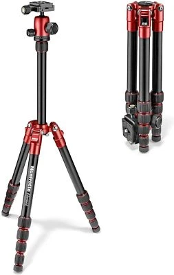 Manfrotto Element Travel Tripod Small Red Aluminum 5 Shelves MKELES5RD-BH  - Image 1 of 4