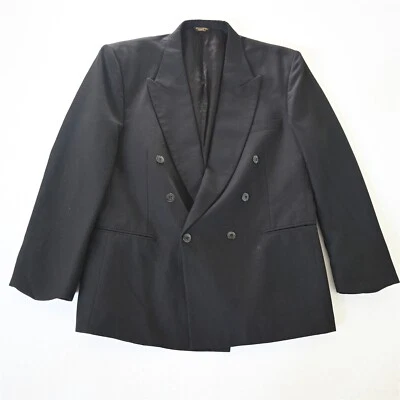 Vtg John Henry 44R Black Double Breasted Mens Blazer Suit Jacket Sport Coat - Image 1 of 4