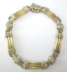 BEAUTIFUL 14K MULTI-TONE GOLD DIAMOND TENNIS 7-1/2" BRACELET .175CT. 22.1G - Picture 1 of 8