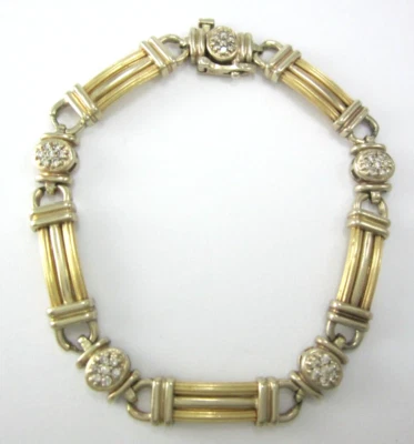 BEAUTIFUL 14K MULTI-TONE GOLD DIAMOND TENNIS 7-1/2" BRACELET  .175CT.   22.1G - Image 1 of 4