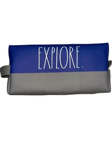 Rae Dunn Unisex Go Bag "EXPLORE" Blue Gray Travel Toiletry Case Pouch NWT - Picture 1 of 5