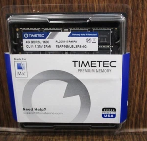 TIMETEC 8GB 2x 4GB DDR3L 1600 CL11 1.35v 2Rx8 Premium Memory MAC NEW SEALED - Picture 1 of 3