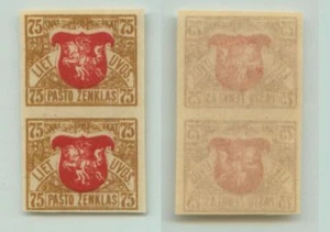 Lithuania 🇱🇹 1919 SC 57 MNH imperf wmk 145 vertical pair . e7005 - Picture 1 of 2