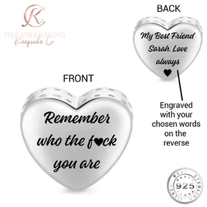 Charm Ricorda Chi La F Sei Argento Sterling 925 Autentico - PERSONALIZZATO - Foto 1 di 4