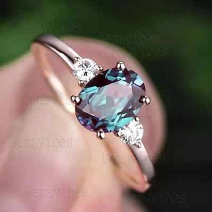 Laborgefertigter Alexandrit Ring 925 Sterling Silber Juni Geburtsstein Edelstein Ring - Bild 1 von 6