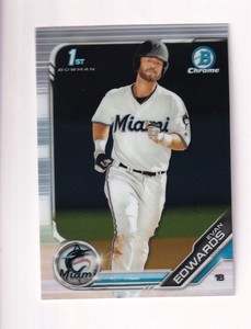 2019 Bowman Chrome Draft #BDC-168 EVAN EDWARDS Miami Marlins 1st ROOKIE CARD RC