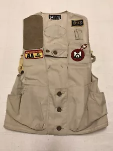 Gilet da caccia vintage 10X in cotone con 5 toppe uomo piccolo USA - Foto 1 di 7