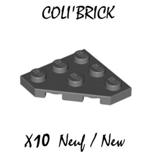 Lego 2450 - 10x Aile / Wedge, plate 3x3 cut corner - Dark Bluish Gray - NEUF - Imagen 1 de 1