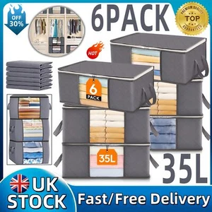 6PCS Clothes Storage Bags With Zip Bedroom Large Collapsible Storage Box Bedding - Picture 1 of 12