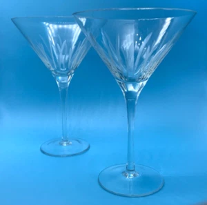 Pier 1 Clear Cut Glass CRISTINA MARTINI Glass 7 1/2", Set of 2 - Picture 1 of 4