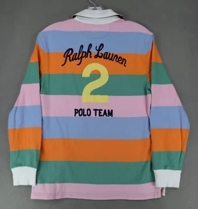 Ralph Lauren Polo Team Rugby Shirt Striped Long Sleeve Boys Size L (14-16) - Picture 1 of 9