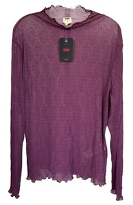 Levi’s Women's Second Skin Top Mock Neck, Sheer, Slim Fit Size XL Purple - Picture 1 of 9