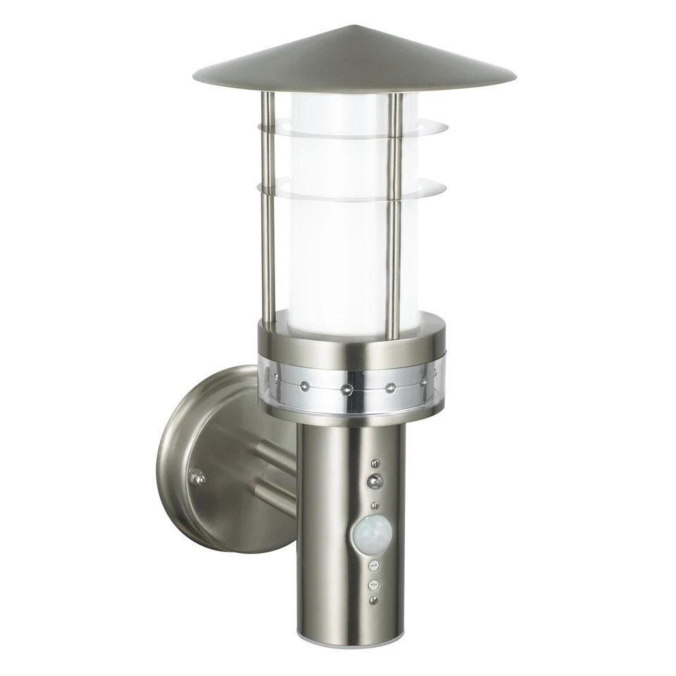 SAXBY Pagoda LED Outdoor Garden PIR Sensor Wall Light Stainless Steel IP44 13924 - Image 1 of 1