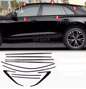 For Audi Q8 SQ8 RSQ8 2019-2023 Gloss Black Steel Window Molding Trim Strips 10X - Picture 1 of 9