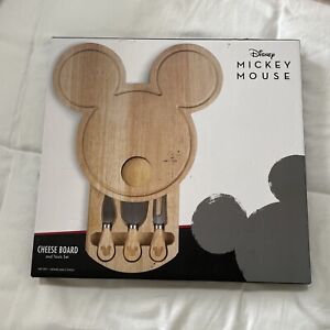 Disney Classic Mickey Mouse Wooden Charcuterie Cheese Board with Cheese Tools