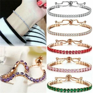 Crystal Rhinestone Bracelet Bangle Women's Sparkly Bracelet Jewelry Gift - Picture 1 of 23