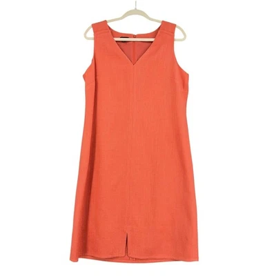 Vestido Vaina Talbots Sin Mangas Cuello en V Naranja Texturizado Talla 14 Foto 1 de 4