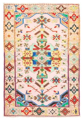 Vintage Pink Traditional 4'6" x 6'8" Oriental Hand-Knotted Wool Area Rug - Image 1 of 4