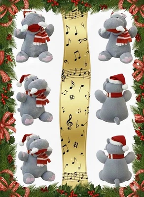 RARE Dan Dee Singing Shaking Animated Hippo "All I Want for Christmas" 10" Tall  - Image 1 of 4