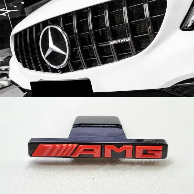 Red*AMG Emblm Badge For Panamericana GT Grill E43 C43 GLC43 C63 G63 E C Class Foto 1 de 4
