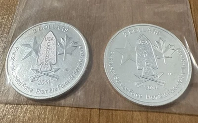 Lot of 2 2014 RCM Canada and USA First Special Service Force 1/2 oz Silver .9999 - Image 1 of 4