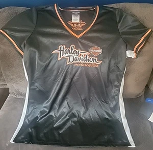 Harley-Davidson Women's Jersey Black Satin Embroidered Louisville KY Size 1X - Picture 1 of 6