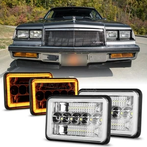 Faros LED 4X6" 4 piezas haz alto/bajo DRL para Buick Regal Grand National 1982-1987 - Imagen 1 de 7