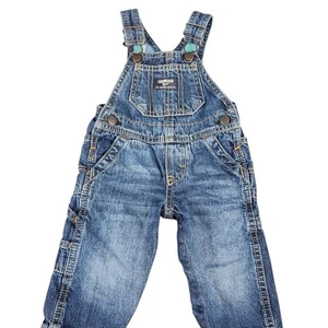 OshKosh Denim Overalls Plaid Flannel Lined Adjustable Straps Carpenter 6M - Picture 1 of 5