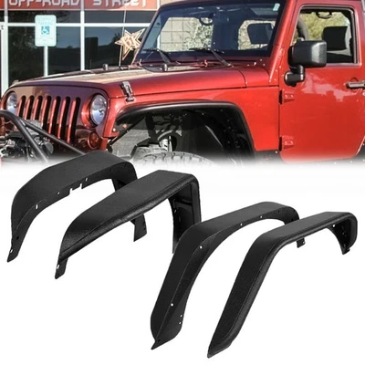 4PCS Tubular Fender Flares For 2007-2018 Jeep Wrangler JK 2/4 Doors Steel - Image 1 of 4