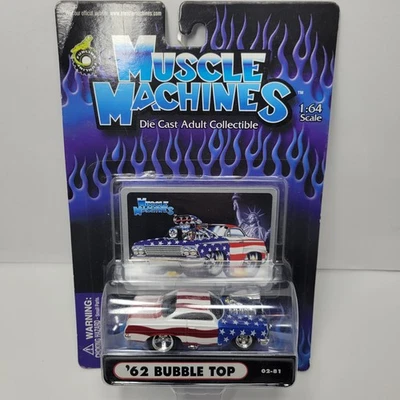 Funline Muscle Machines 1962 tapa de burbujas rojo blanco azul 1/64 diecast 02-81 2002 Foto 1 de 4