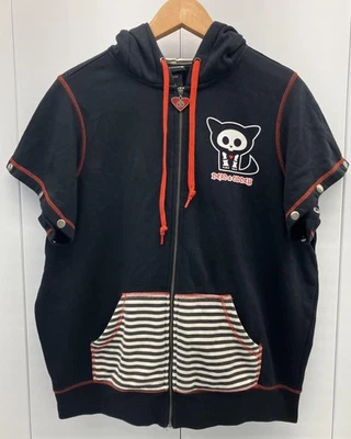 Skelanimals Sudadera con Capucha Negra Para Mujer Mediana Muerta y Mimosa Cremallera Manga Corta Capucha Orejas Foto 1 de 4