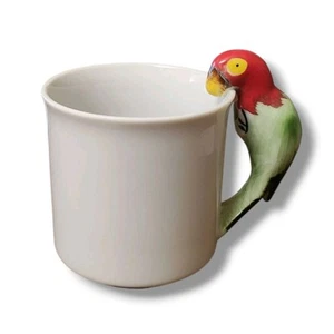 Hand Painted Vintage Bird Mug 4" Ceramic Parrot Handle Colorful Coffee Cup - Picture 1 of 5