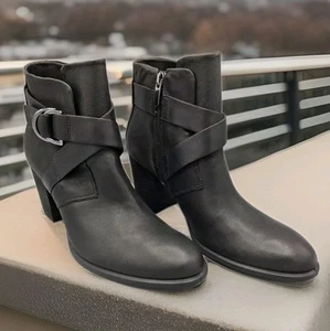 Ecco Shape 55 halbhohe schwarze Leder-Stiefeletten mit Reißverschluss EUR 40 Damengröße 9-9,5 - Bild 1 von 8