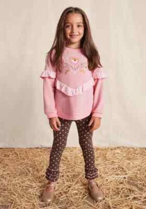 Size 12 Matilda Jane Heart to Heart Hazel Dot Brown Polka Dot Leggings - Picture 1 of 4