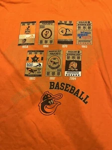 Baltimore Orioles World Series Ticket Stubs 3XL Orange Logo Shirt MLB Cooperstow - Picture 1 of 5