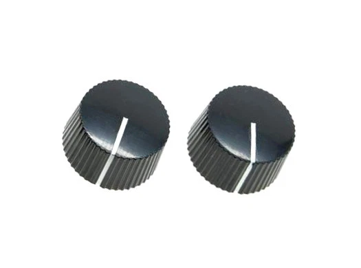 *NUEVO Juego de 2 perillas de barril redondas estilo amplificador para amplificadores, pedales + guitarras negras Foto 1 de 1