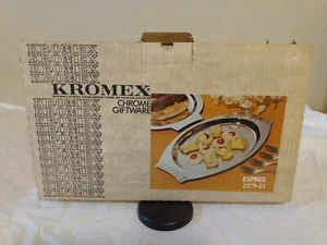Vtg MCM Kromex Chrome Giftware Serving Bar Tray Dish Platters Lot of 2 - Picture 1 of 10