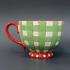 Potters Studio Christmas Green Red White Hand Painted Ceramic Footed Mug