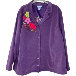 Liz & Me Floral Embroidered Jacket Plus Sz 1X (18/20) Vtg Light Fall Colors - Picture 1 of 11