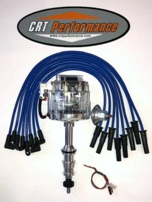 FORD FE HEI DISTRIBUTOR 332,352,360,390,406,427,428 CLEAR + BLUE 8MM HP WIRES - Image 1 of 3