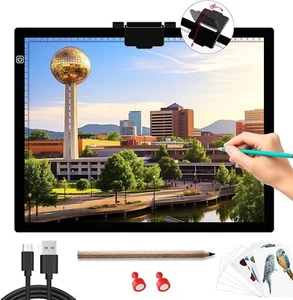 Professional LED Light Pad A3 (42.9x34.8cm), 6 Brightness Levels, Clip, - Picture 1 of 6