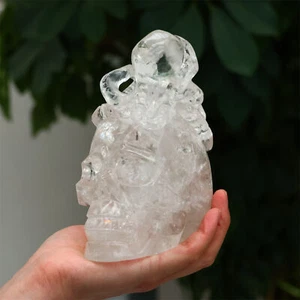 Mueble calavera de cristal de Reiki tallada a mano de cuarzo transparente natural de 1,66 kg - Imagen 1 de 16