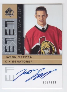 2002-03 UD SP AUTHENTIC JASON SPEZZA RC AUTOGRAPH 859/999 ROOKIE #191 Senators - Picture 1 of 2
