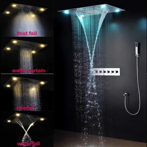 23"x31" Luxurious Classic Design recessed waterfall & rainfall LED shower system - Picture 1 of 22